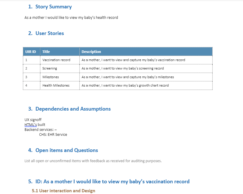 user stories